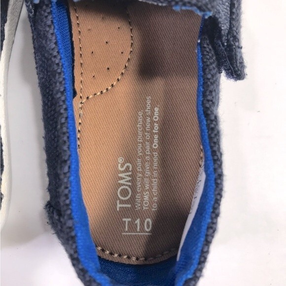 TOMS Youth Avalon Slip On Sneakers  / Navy & White / Shoe Size 10 T (Youth) - Picture 8 of 10